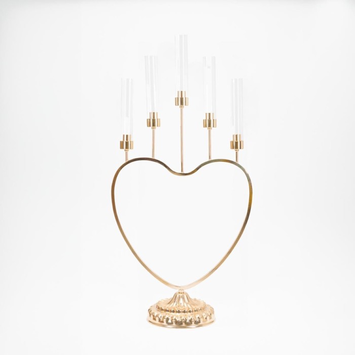 PORTA CANDELE CUORE 5FIAMME ORO 103